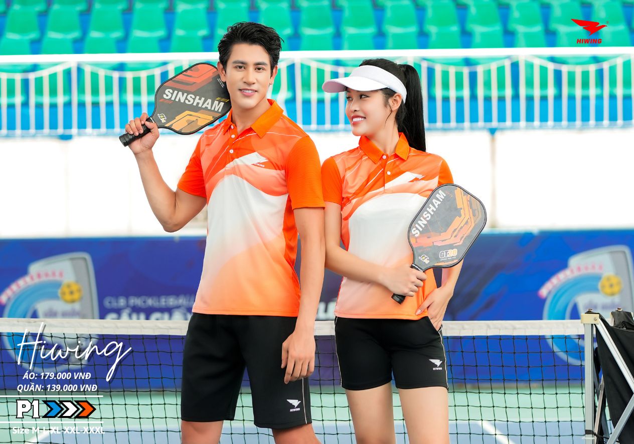 Áo cầu lông Pickleball tenis Nam Hiwing P1 Màu cam